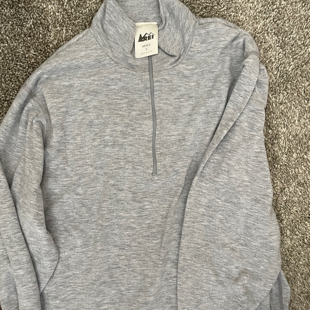 REI Men's Heather Gray Zip-Up Sweater